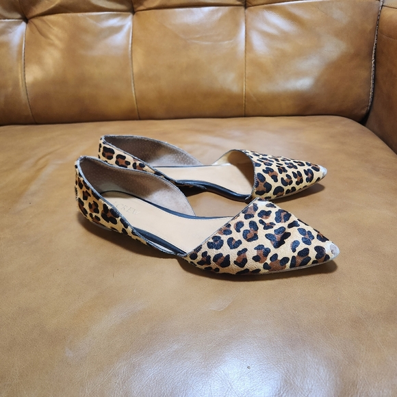 J. Crew Pointed Calf Hair Leopard Flats Size 8.5 - Picture 9 of 9